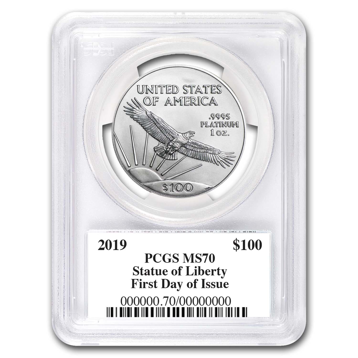 2019 1 oz American Platinum Eagle MS-70 PCGS (FDI, Black Label) | eBay